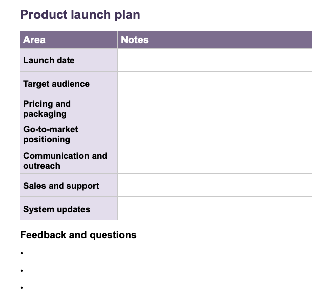 Product launch kickoff meeting template / Image