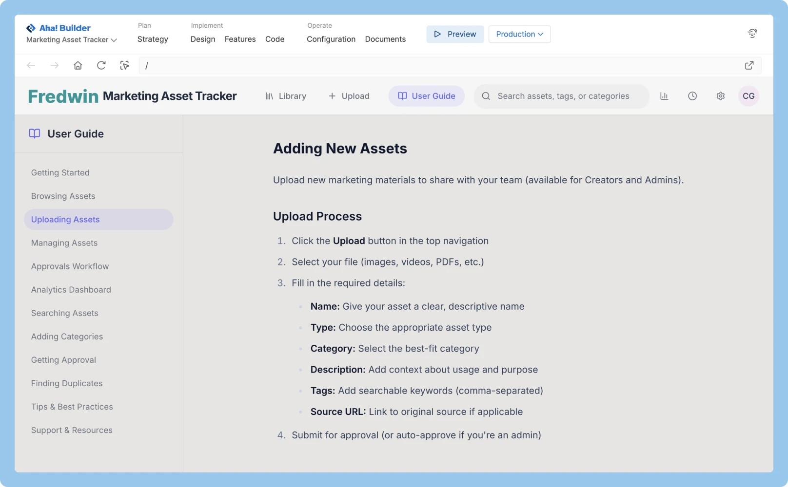 ID - Builder - Overview - Generate documentation