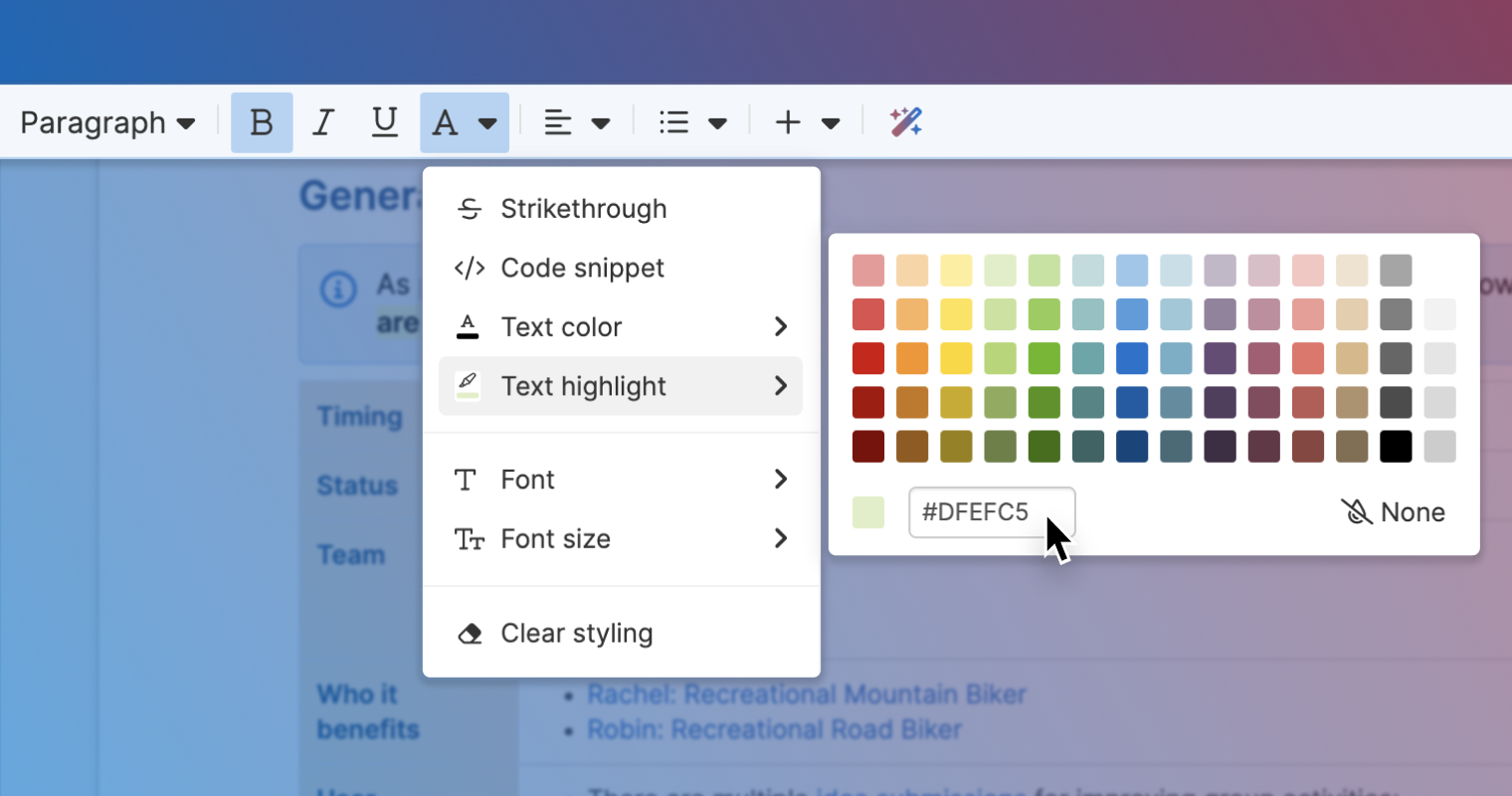 new ways to format text with color picker