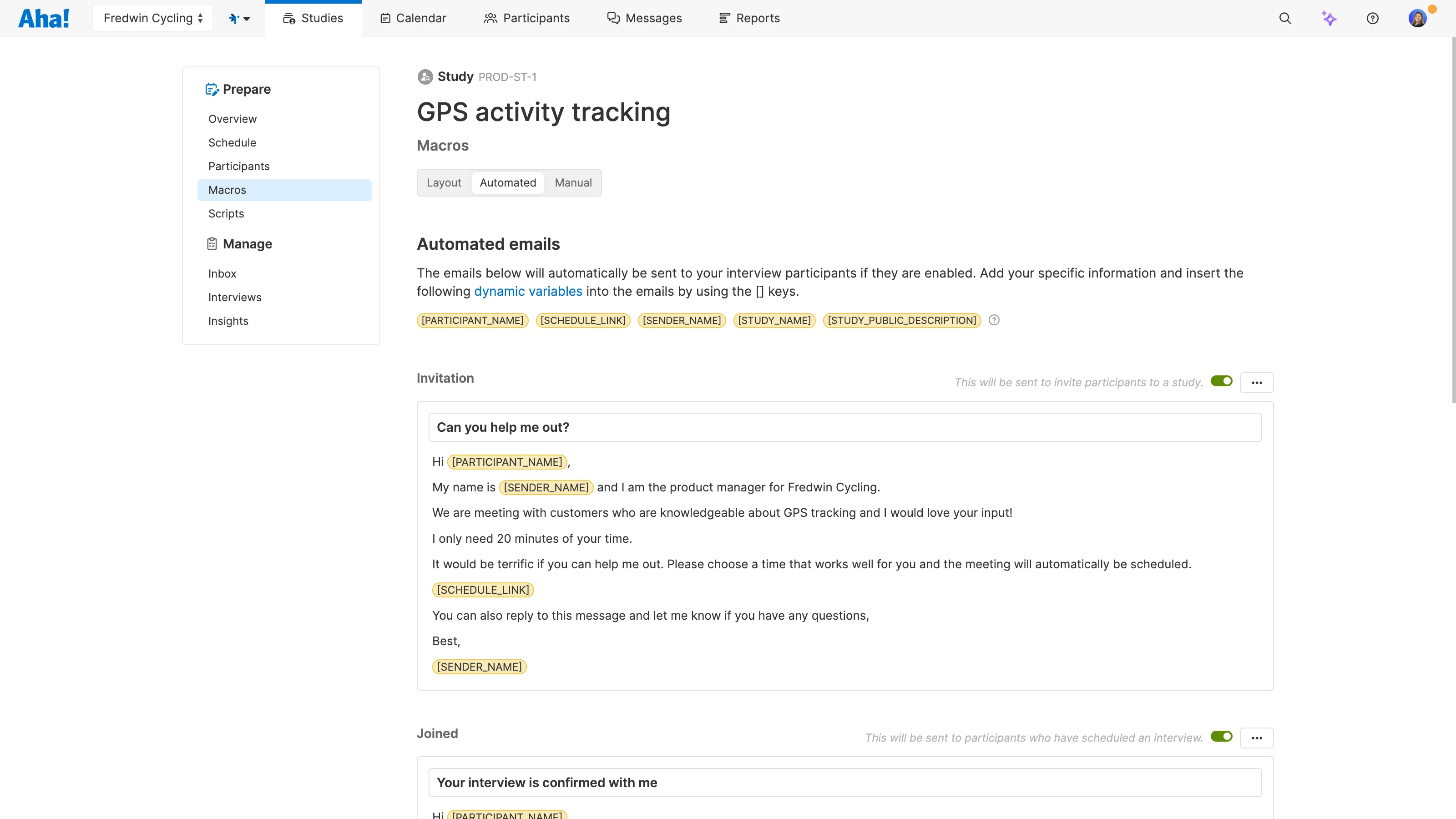 Adding dynamic variables to macros in Aha! Discovery