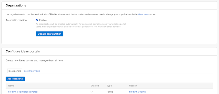 Aha! Ideas account ideas portals settings