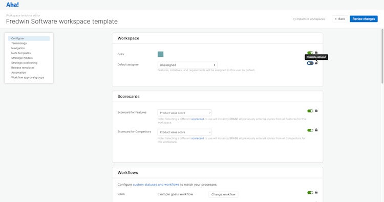 Create custom workspace templates with pre-defined workflow statuses, terminology, note templates, and more.