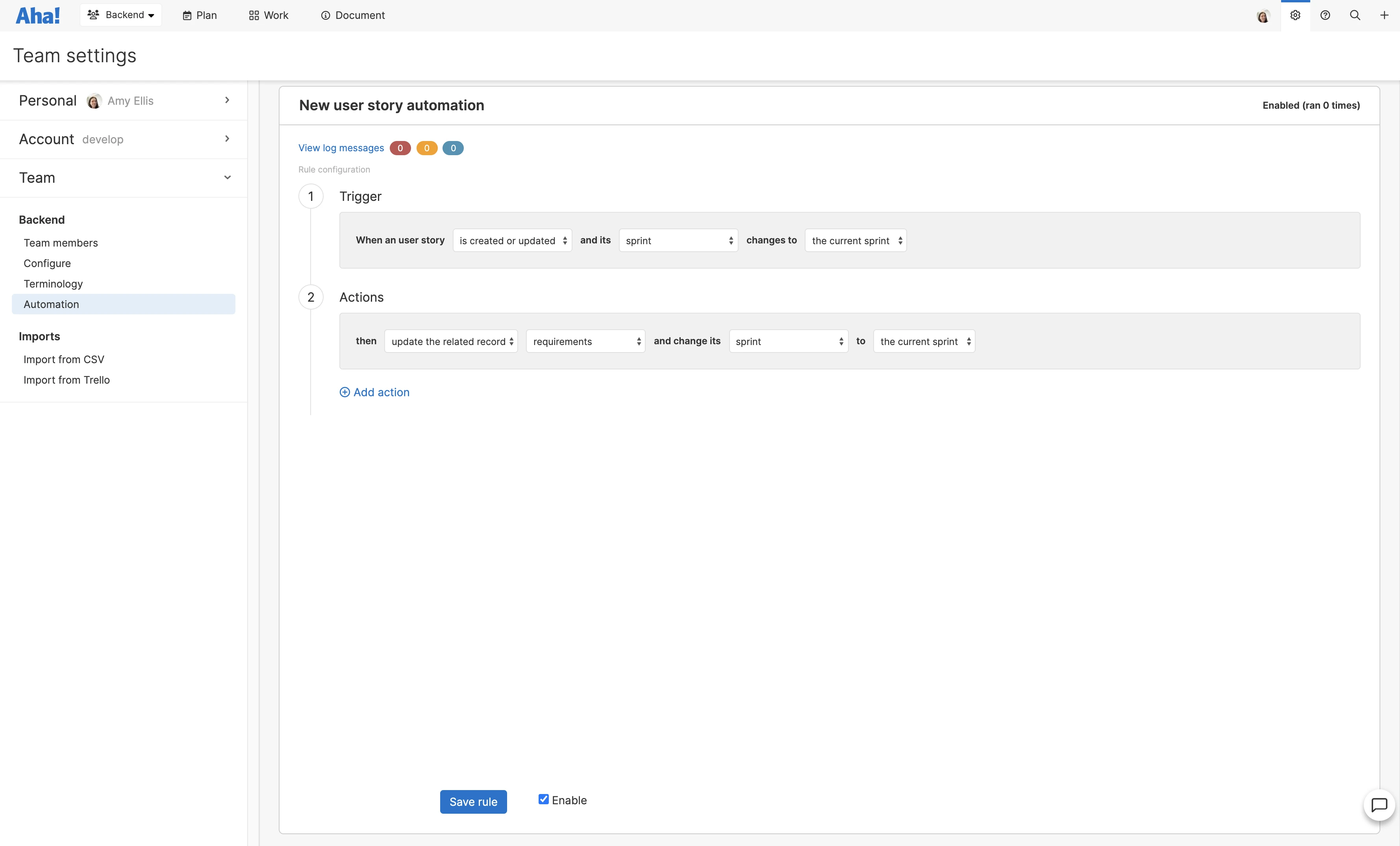 The automation builder uses sentence logic so it is fast and easy to create rules.