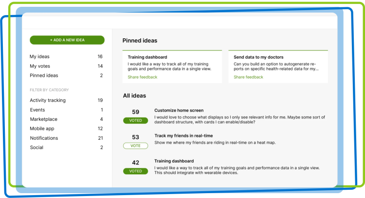 An image of an ideas portal in Aha! idea management software to centralize customer feedback