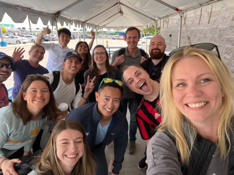 A group of Aha! teammates meeting for the first time at the airport | Photo by Bonnie Trei, Aha! 