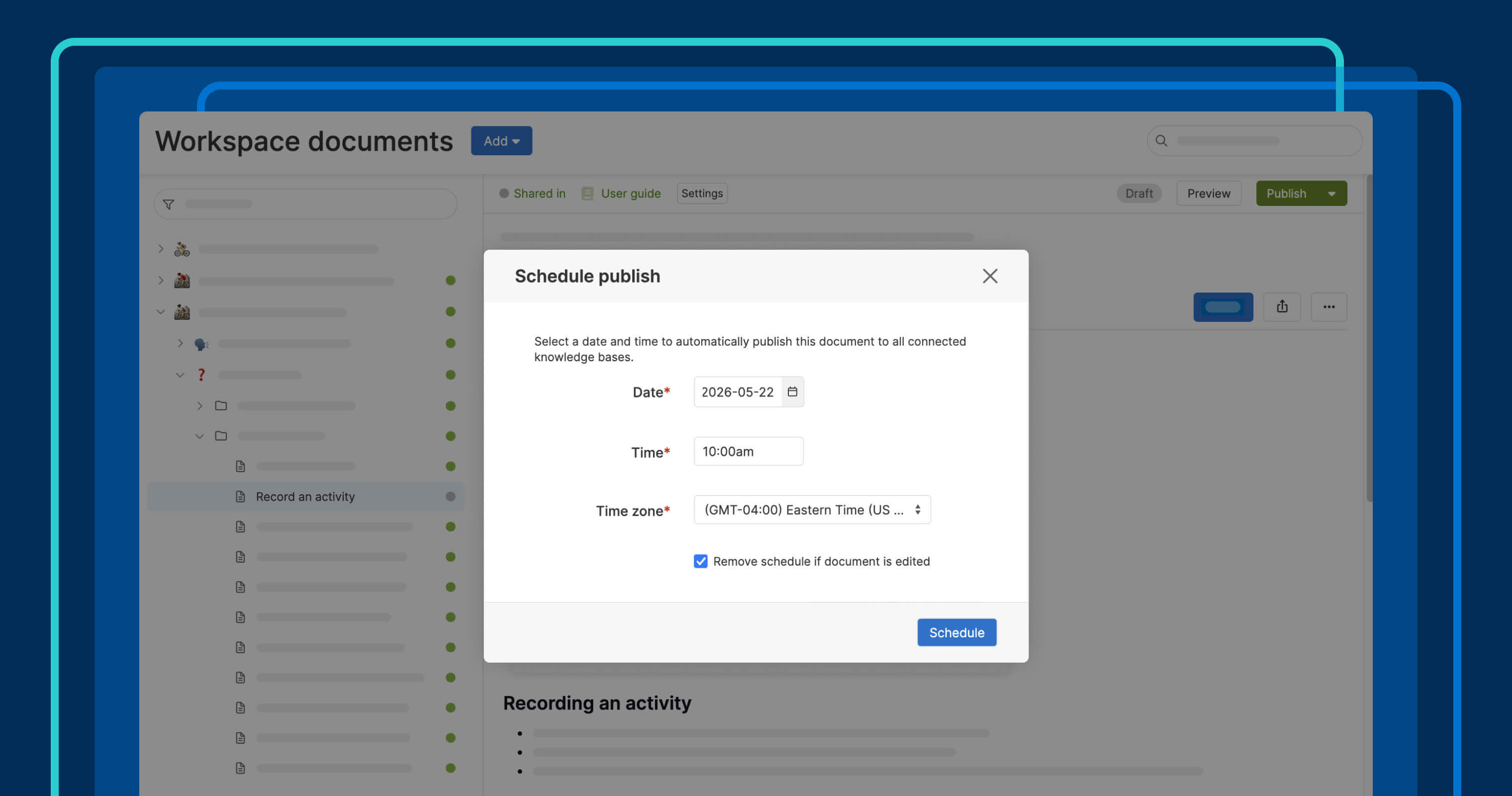 Schedule Publishing for Knowledge Base Articles