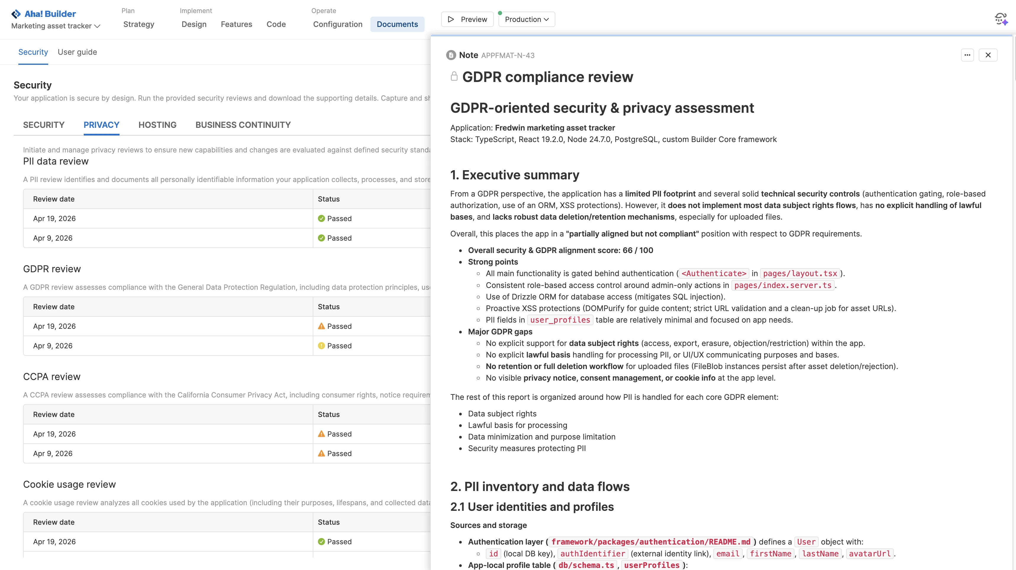 Assess privacy policy