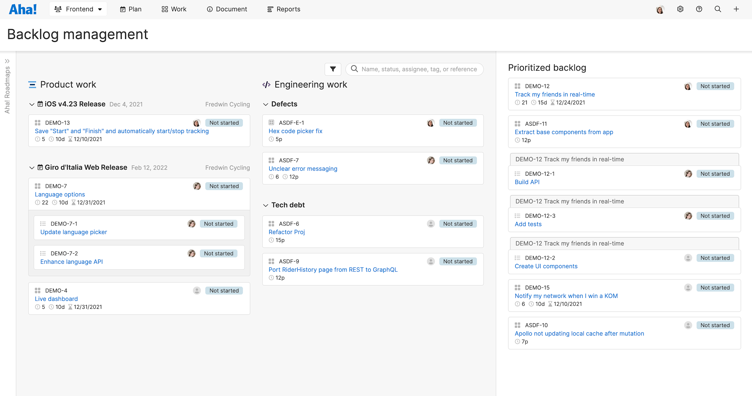 Create One Unified Product and Engineering Backlog in Aha! Develop
