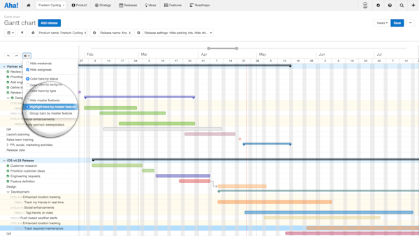 Just launched see epics and features on your gantt chart timelines aha software
