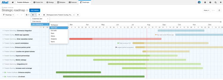 Show progress on your roadmap to show the percent of work completed.