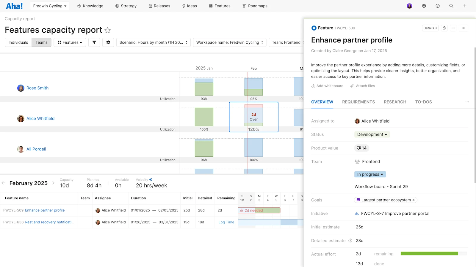 Aha! software use case — Manage capacity