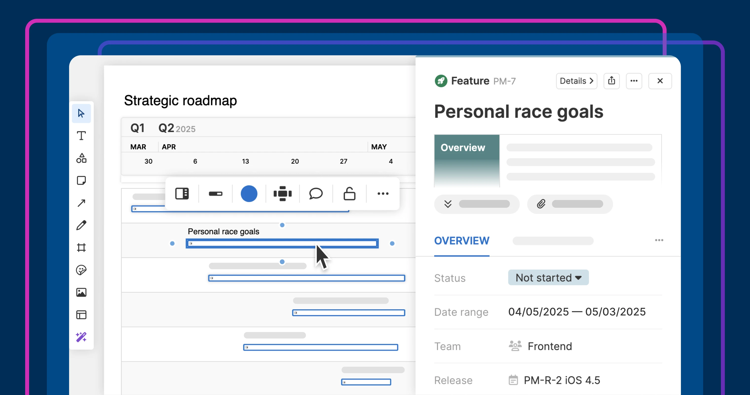 Export your roadmaps to a whiteboard for team review