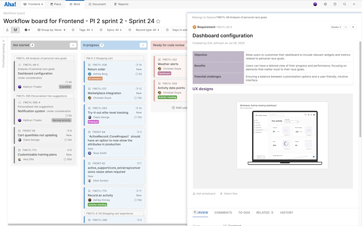 Aha! software use case — UX teams
