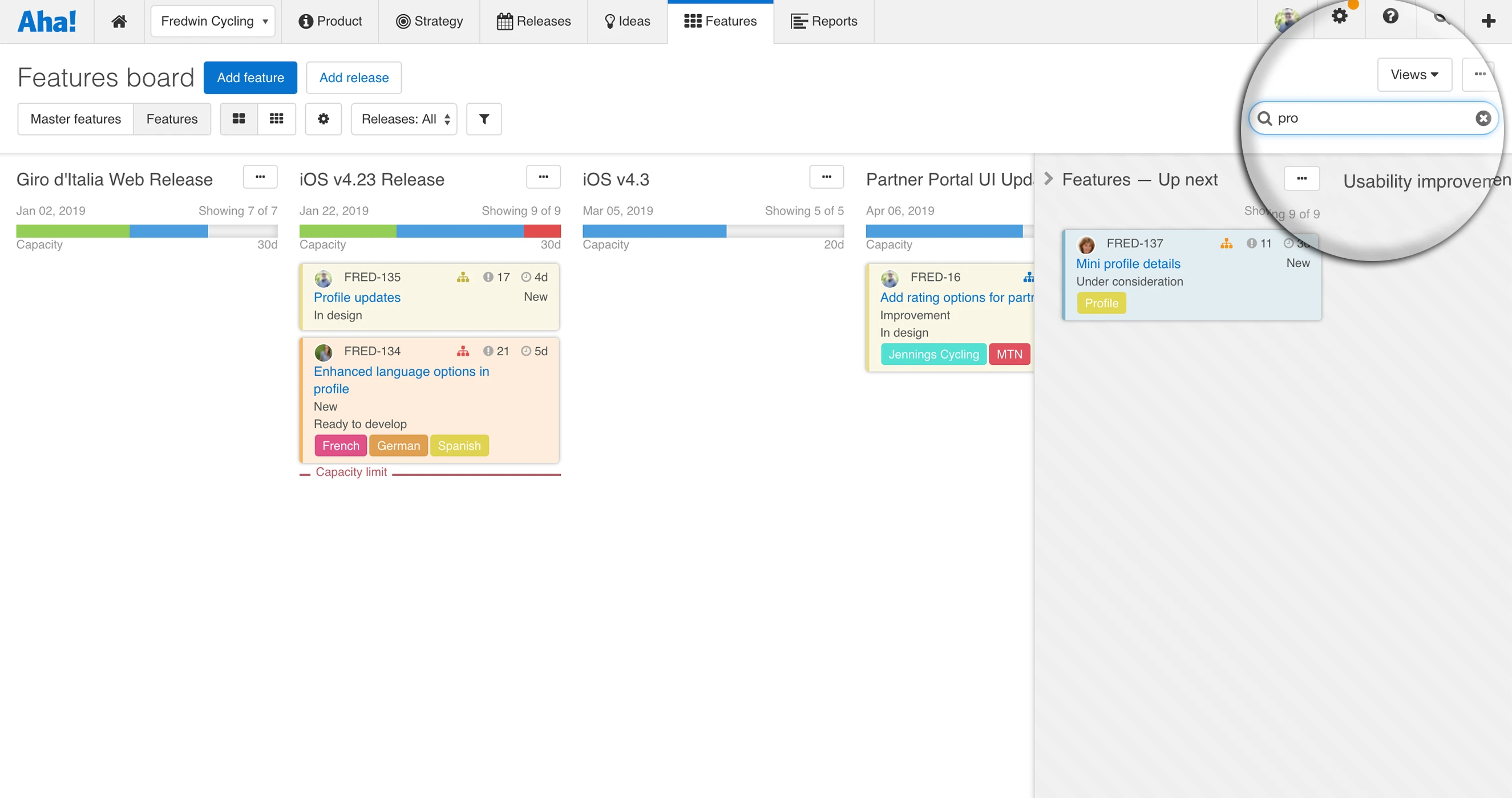 Just Launched! — New Search Bar on the Features Board