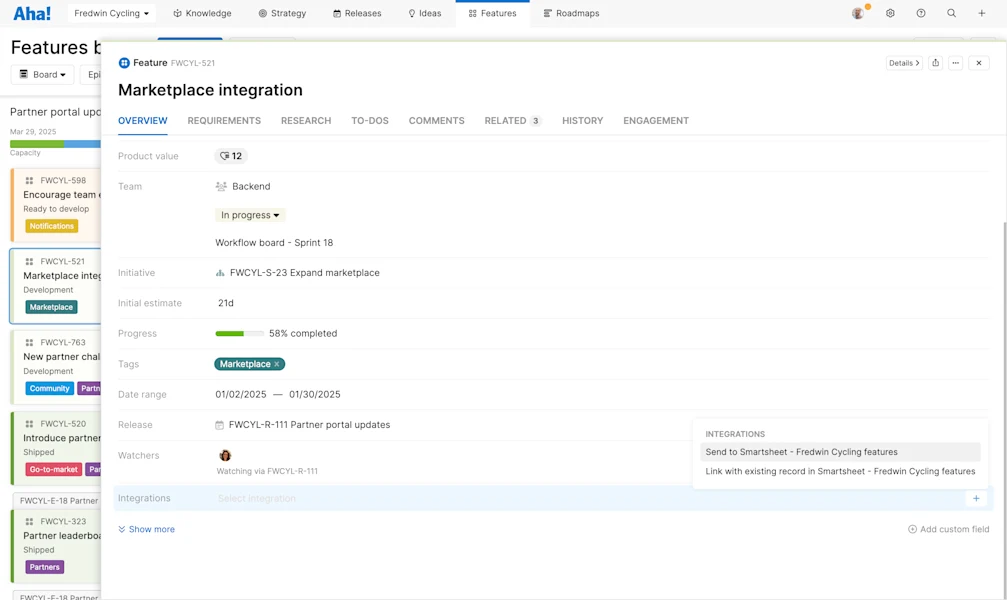 Smartsheet Roadmap Tool Integration