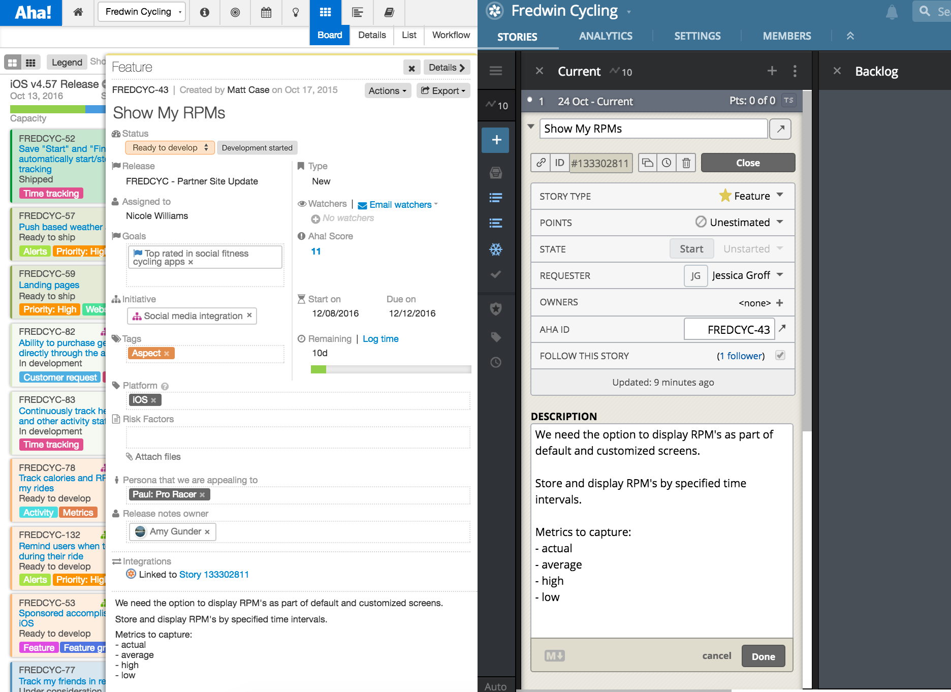 Aha! Integrated With Pivotal Tracker for Visual Product Roadmaps