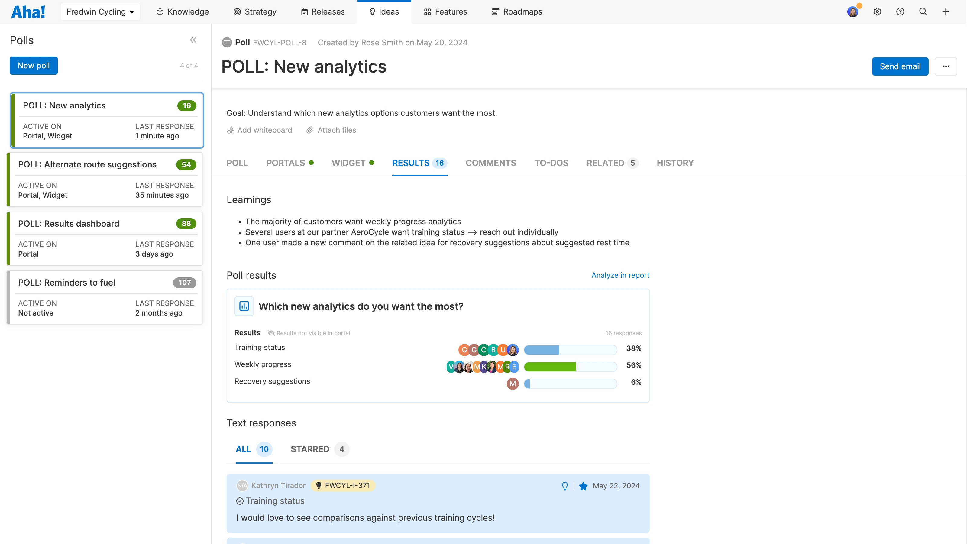 In-app poll results