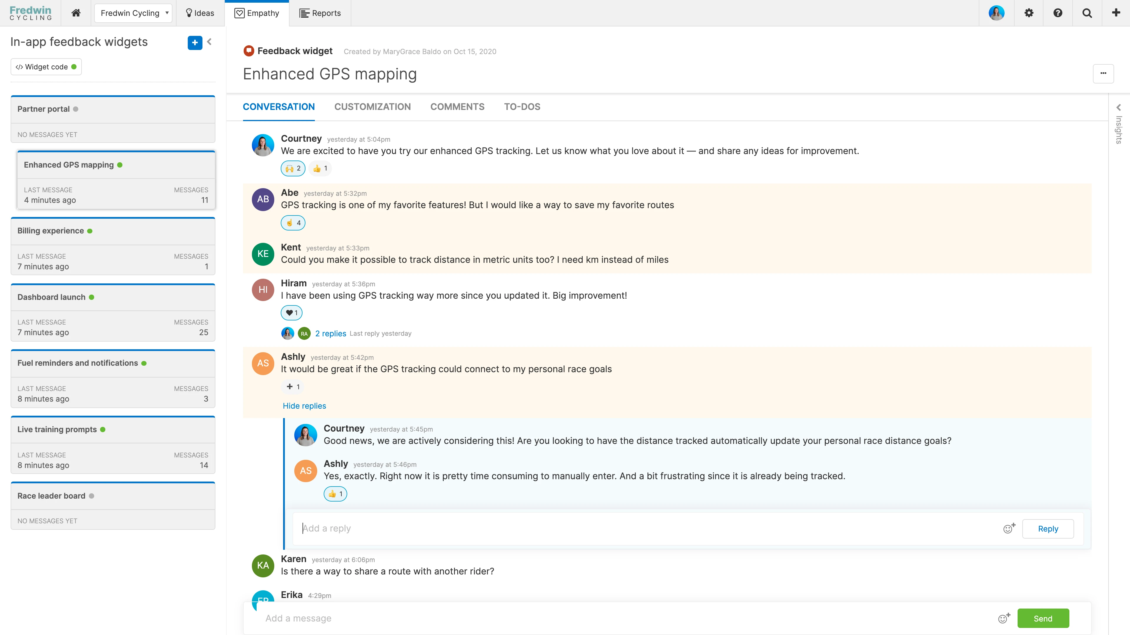 To encourage conversation, participants can see replies from both Aha! administrators and other participants.