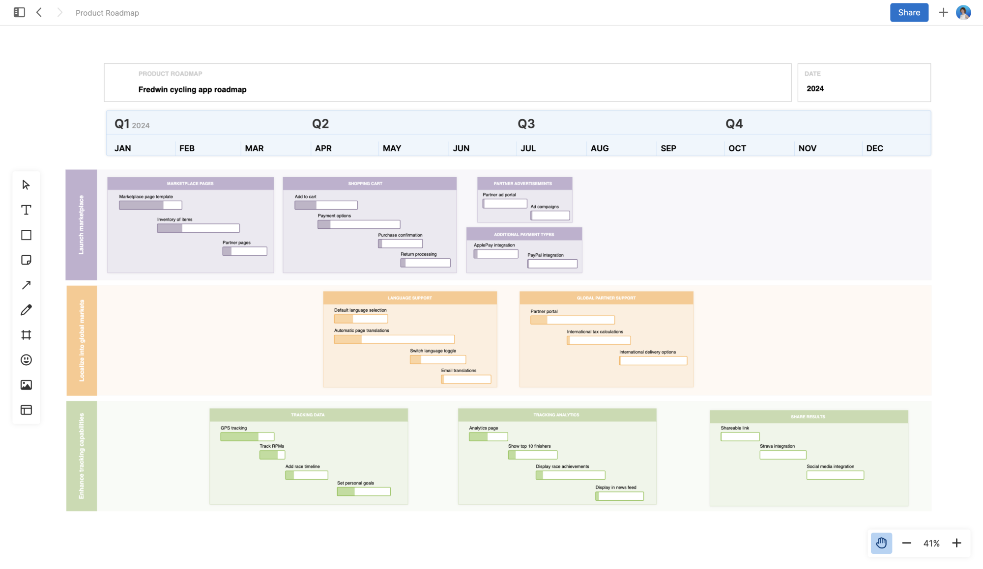 Customize the style and color of your roadmap to reflect your brand.