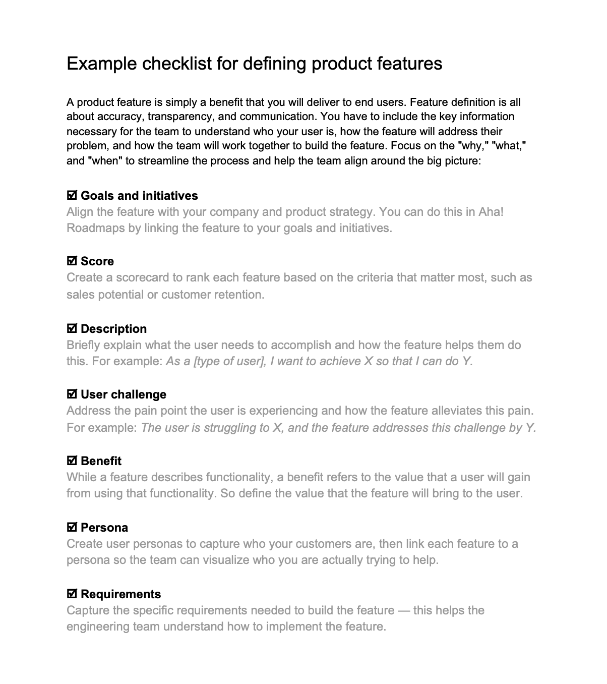 Product Feature Checklist: Steps for Defining Features