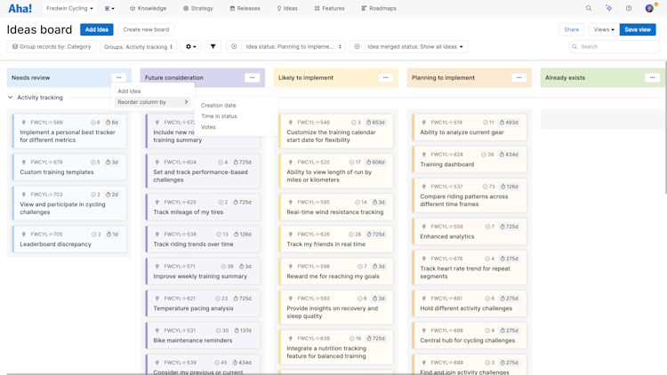 You can also group your ideas by theme to easily track your progress toward solving key customer challenges.