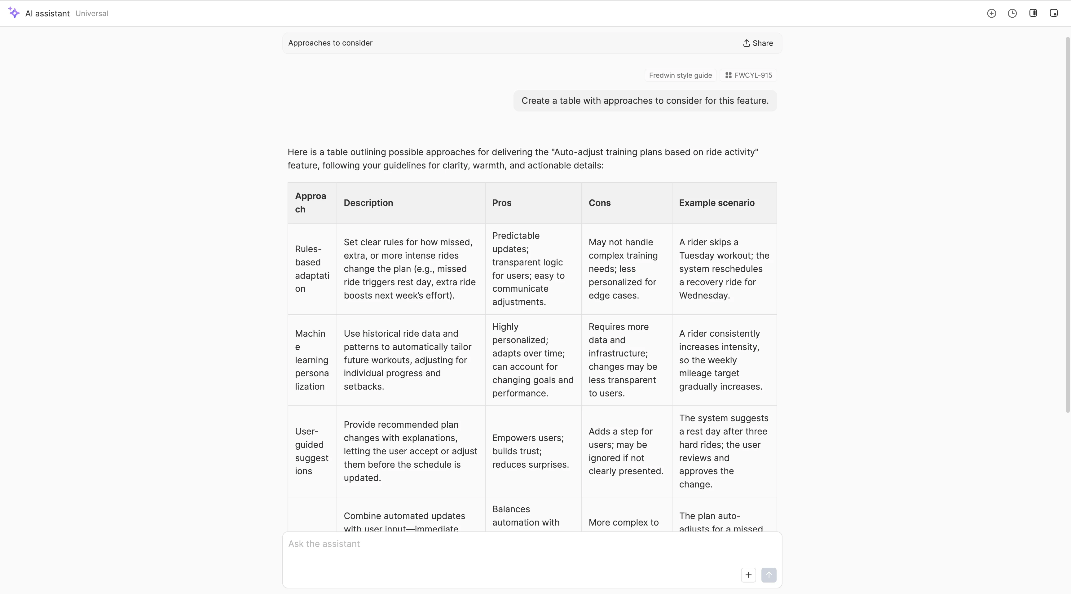 An example screenshot of the AI Request in use.