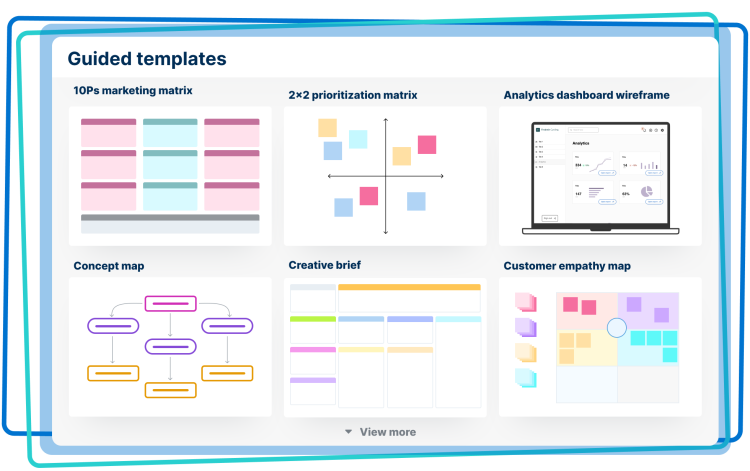 An image of expertly-crafted templates in Aha! whiteboard software for every aspect of product development
