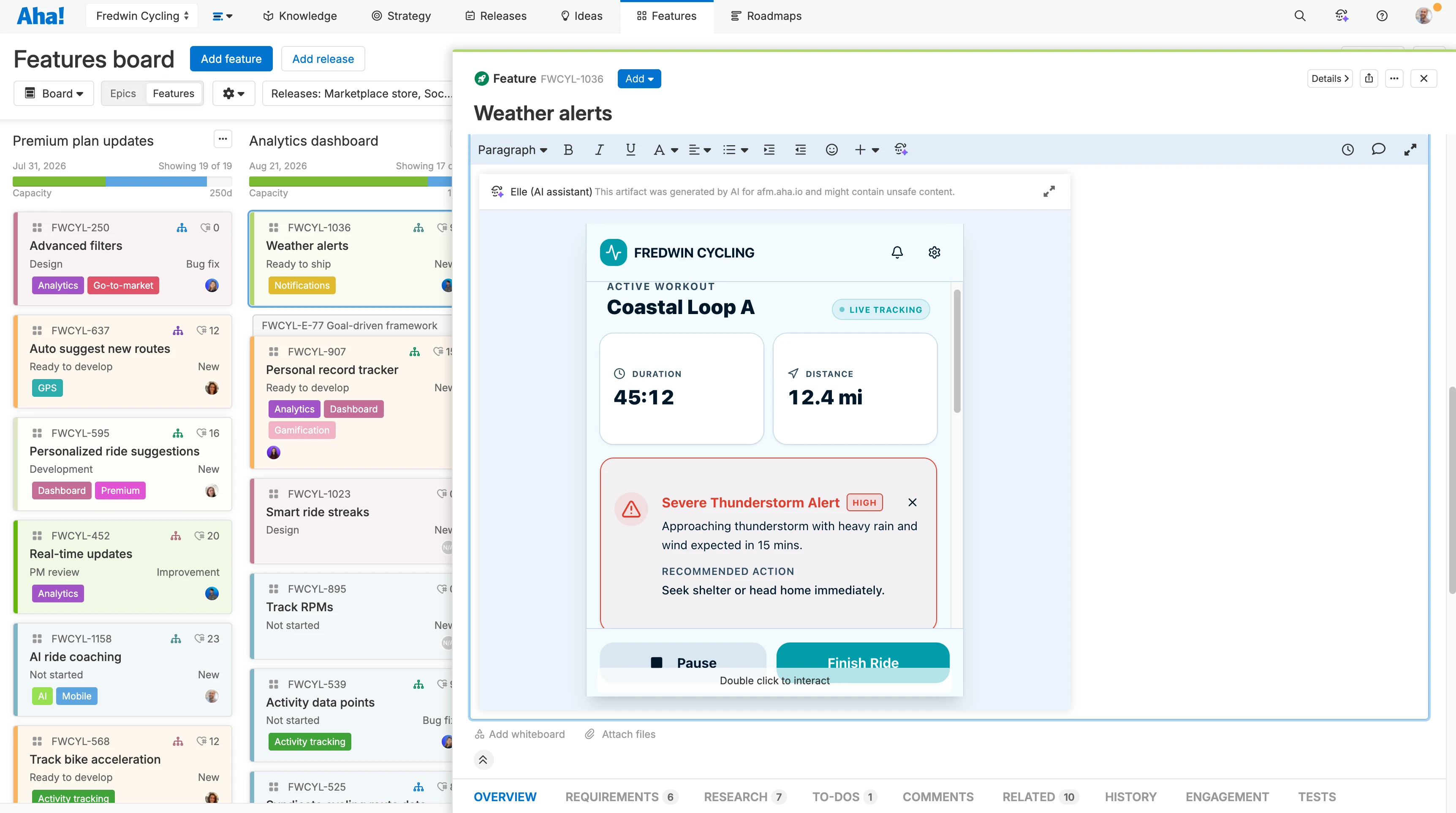 Prototype in a feature record in Aha! Roadmaps