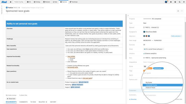 Feature linked to custom table with a many-to-one field