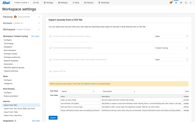 Import you Jira backlog into Aha! Roadmaps as ideas