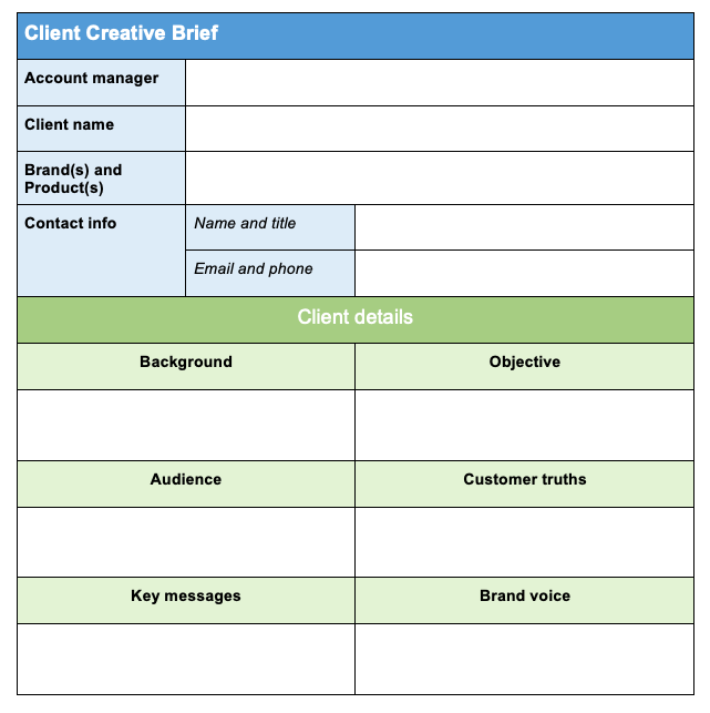 Client creative brief