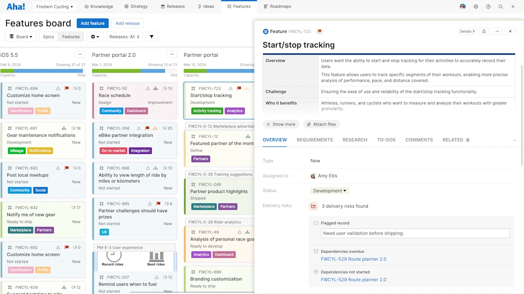 Aha! Roadmaps Dependencies — Manage Related Work