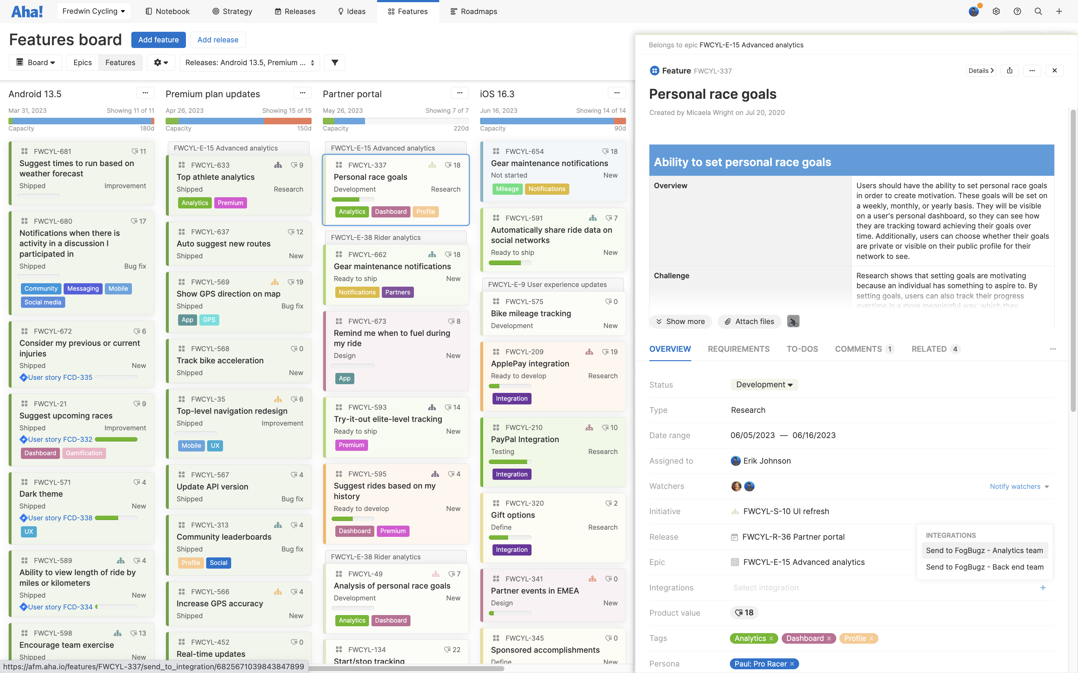 Aha! Roadmaps | Integrate With FogBugz | Aha! Software