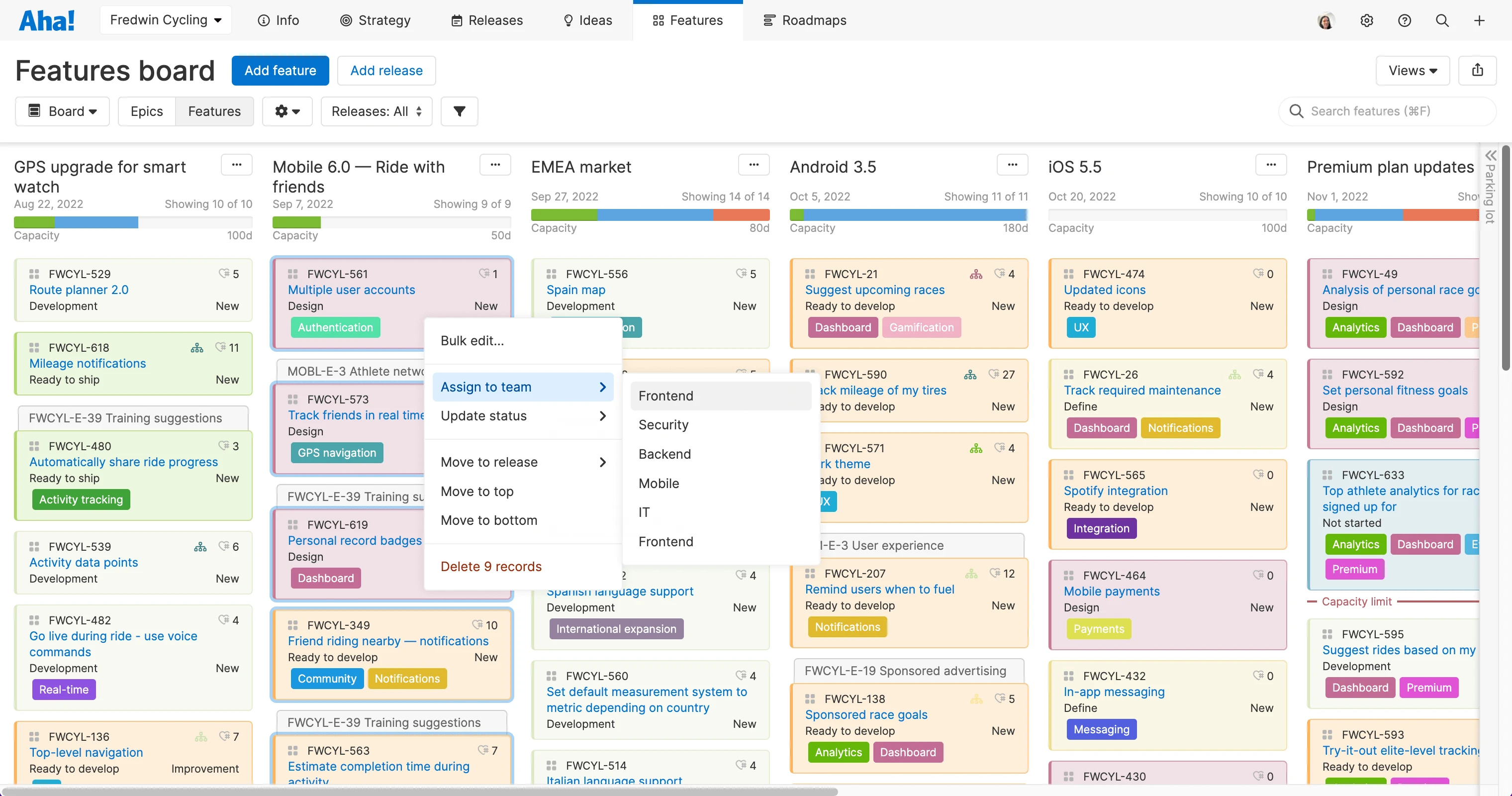 Use new right-click menus in Aha! Develop and Aha! Roadmaps