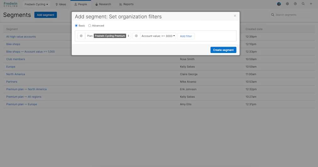 Segmented Search Analyze Ideas and Requests by Customer Segments