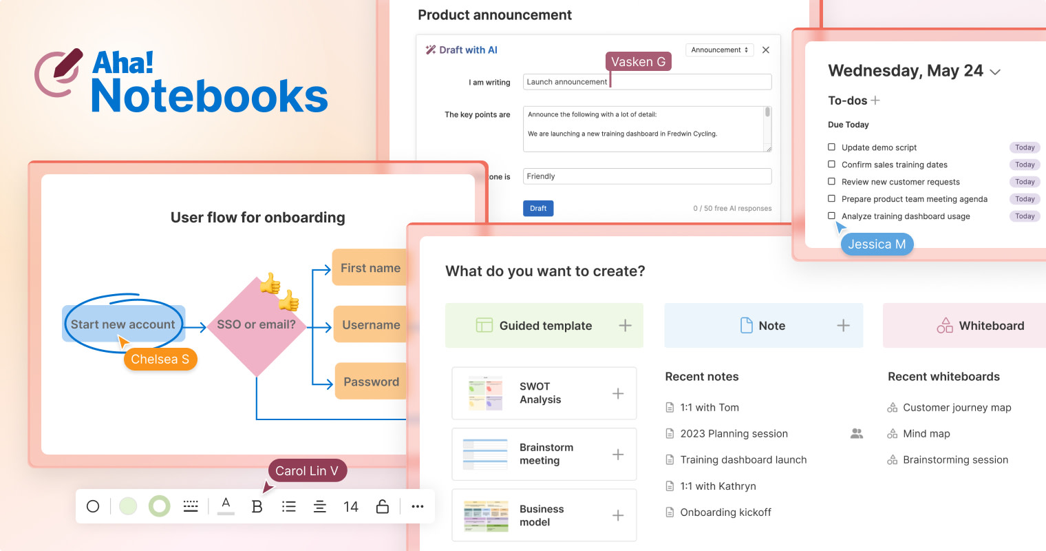 Aha! Notebooks — Your Product Documents, Whiteboards, and Tasks in One Place