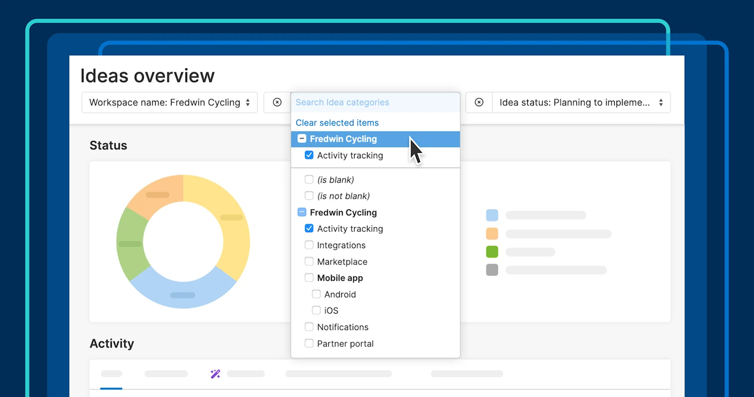 Software Overview Pages Introducing Filters on the Ideas Overview Page