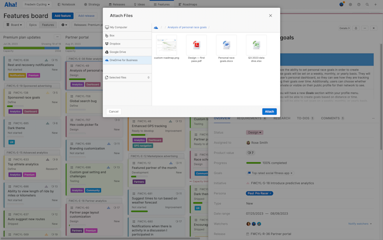 Attach files with OneDrive