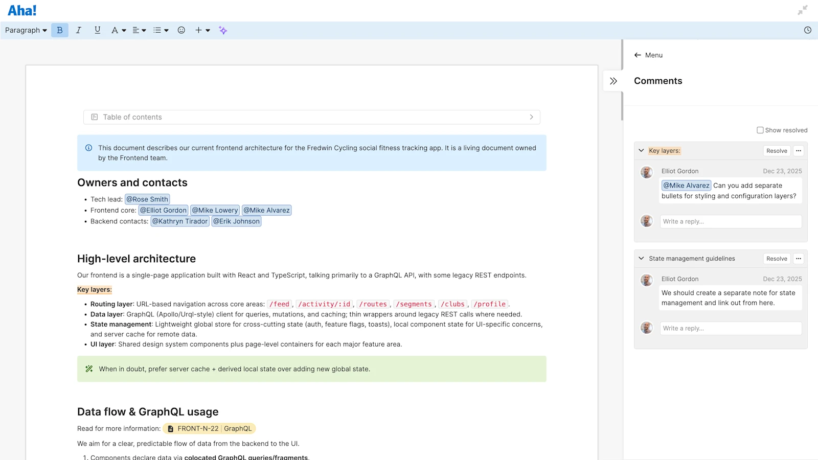 Aha! Develop Documentation — Capture Technical Information