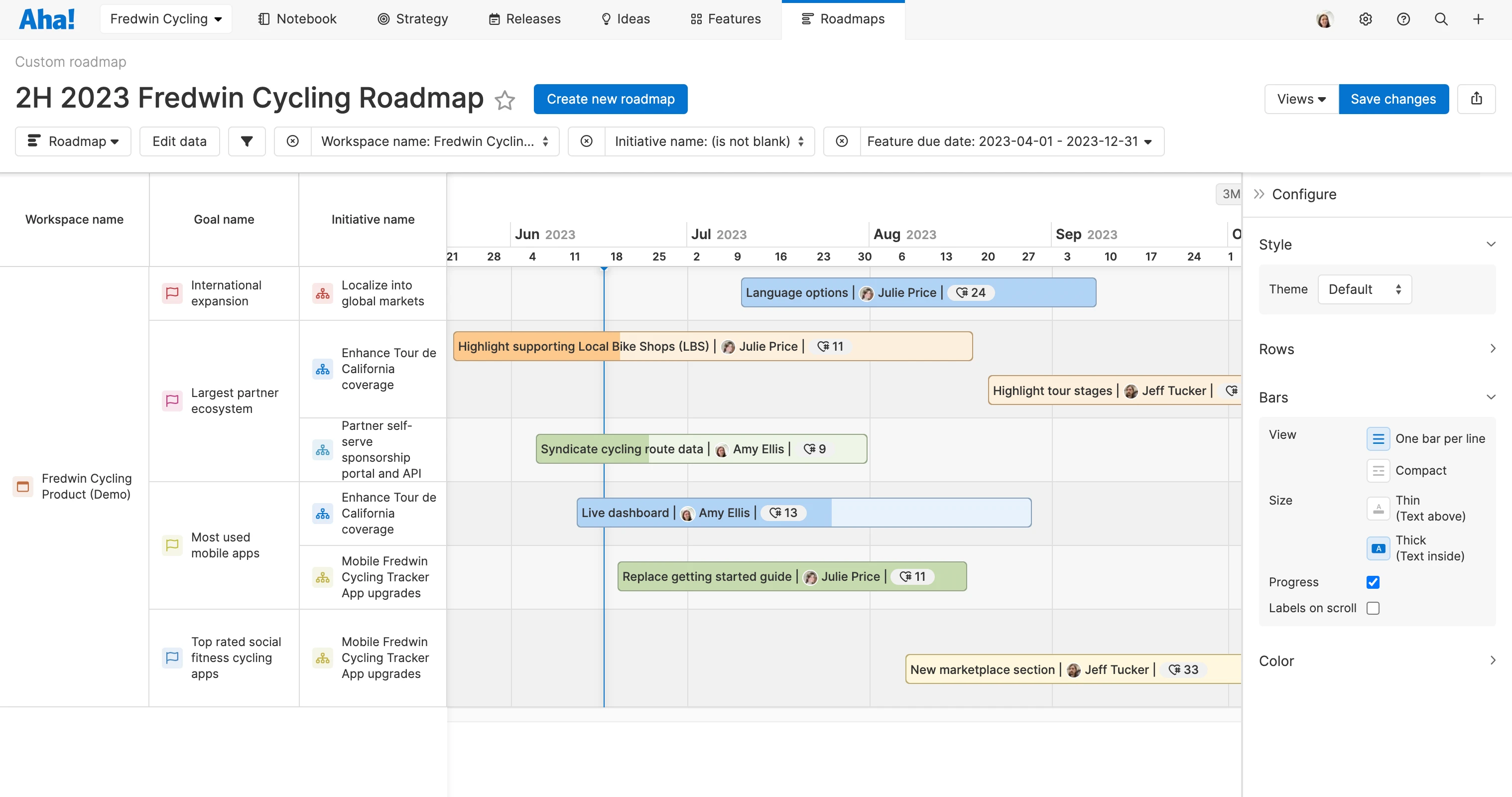 Updated custom roadmaps look