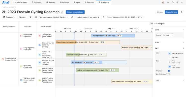 Updated custom roadmaps look