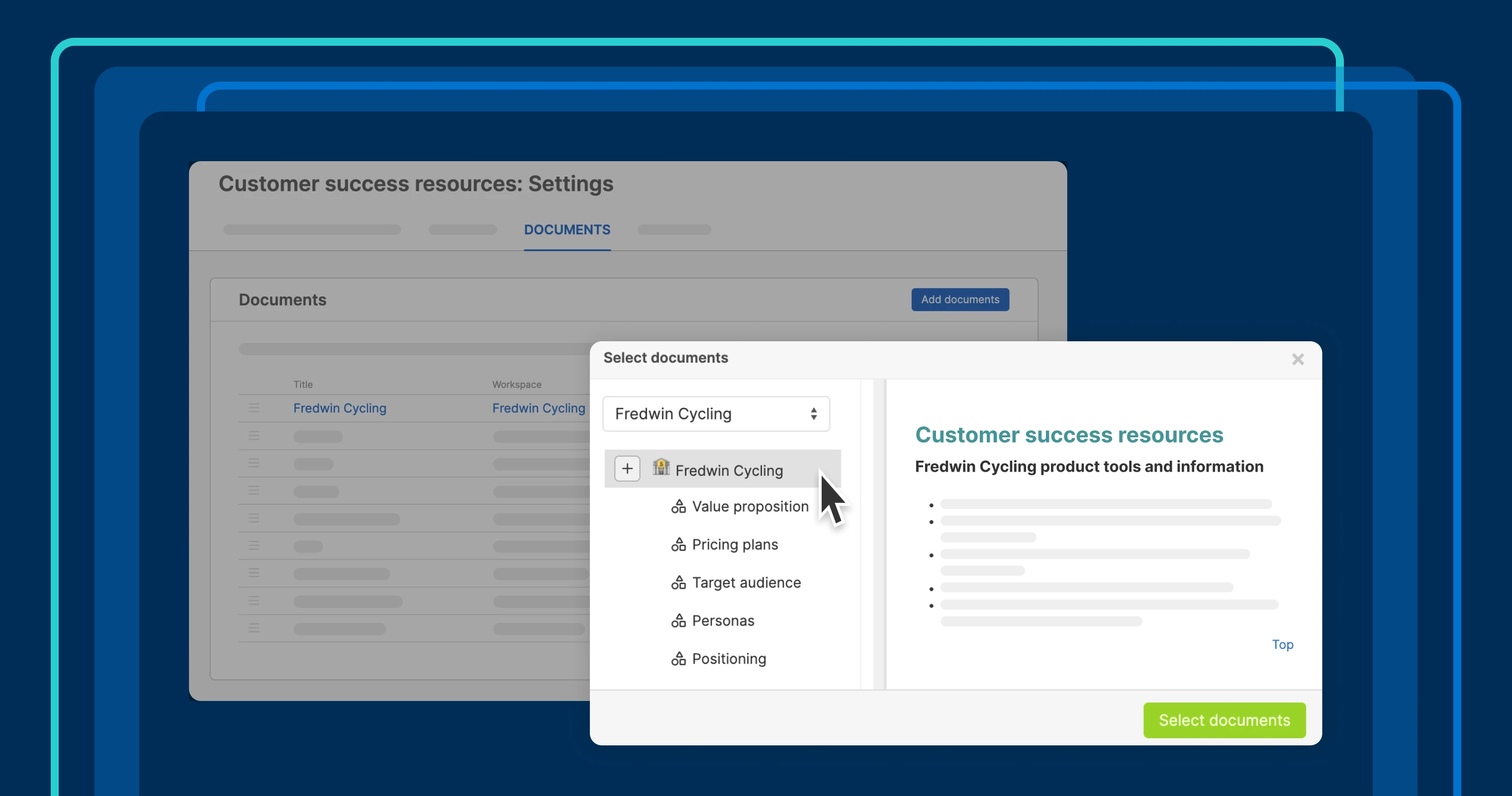 a software window with a document selected to add to a knowledge base