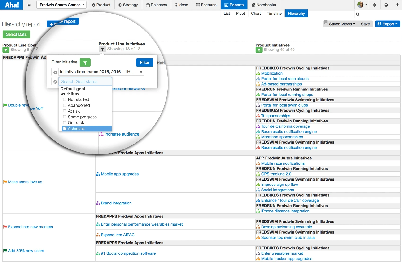 Blog - Just Launched! — New Hierarchy Report to See Every Goal, Initiative, Release, and Feature - inline image