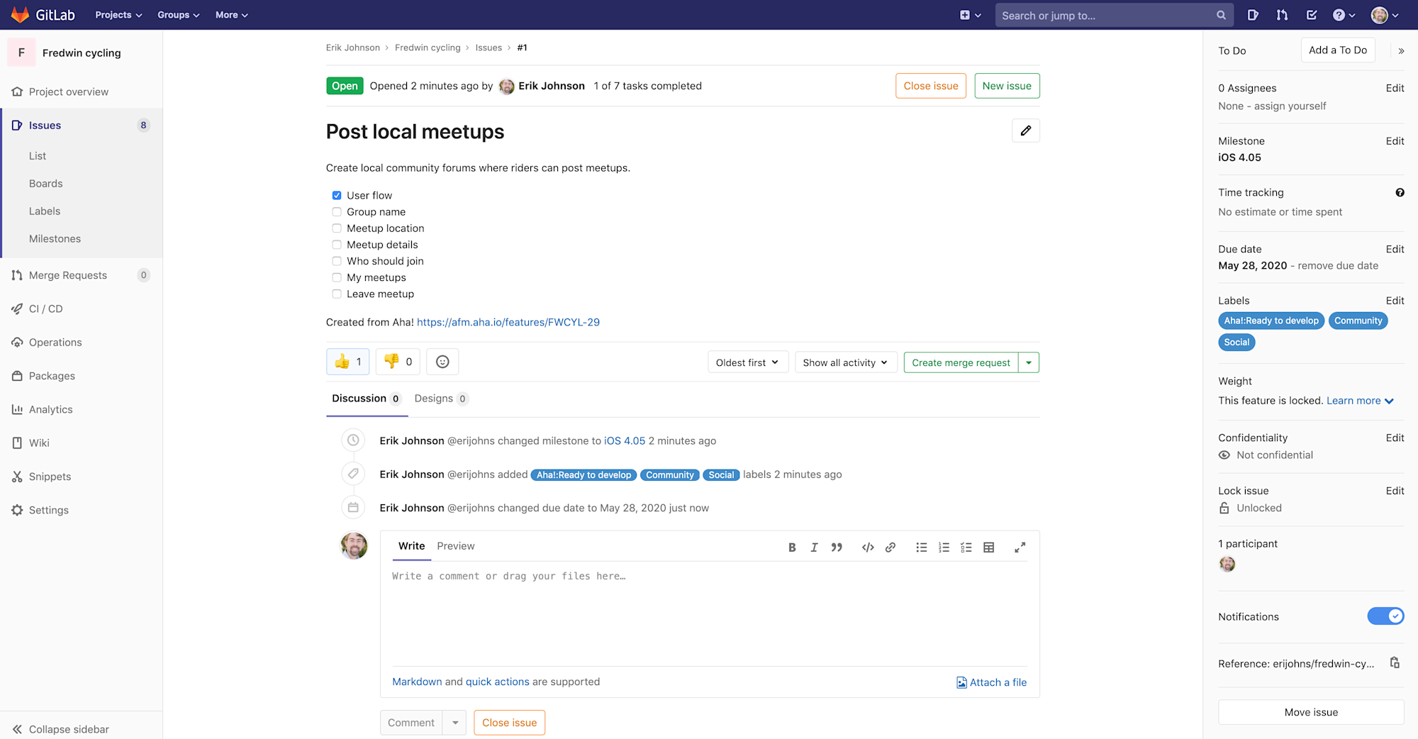 Gitlab roadmap tool integration aha 