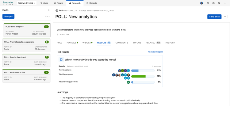 Select the Analyze in report option for more details about each individual who responded and their related feedback. 