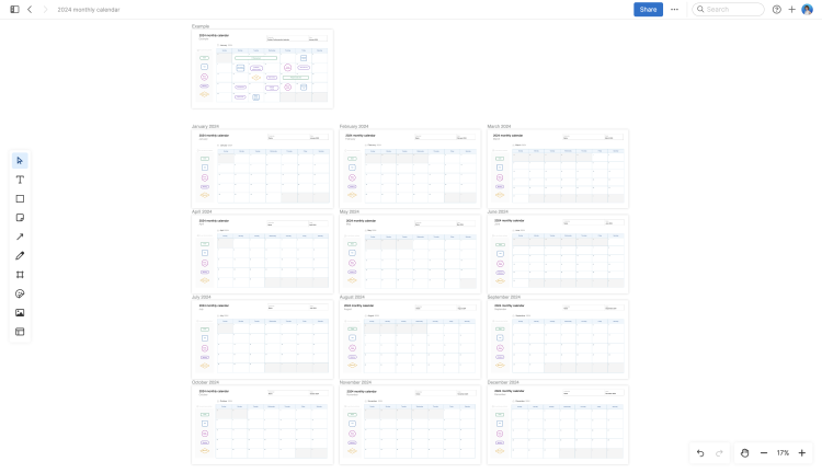 Monthly calendar whiteboards template