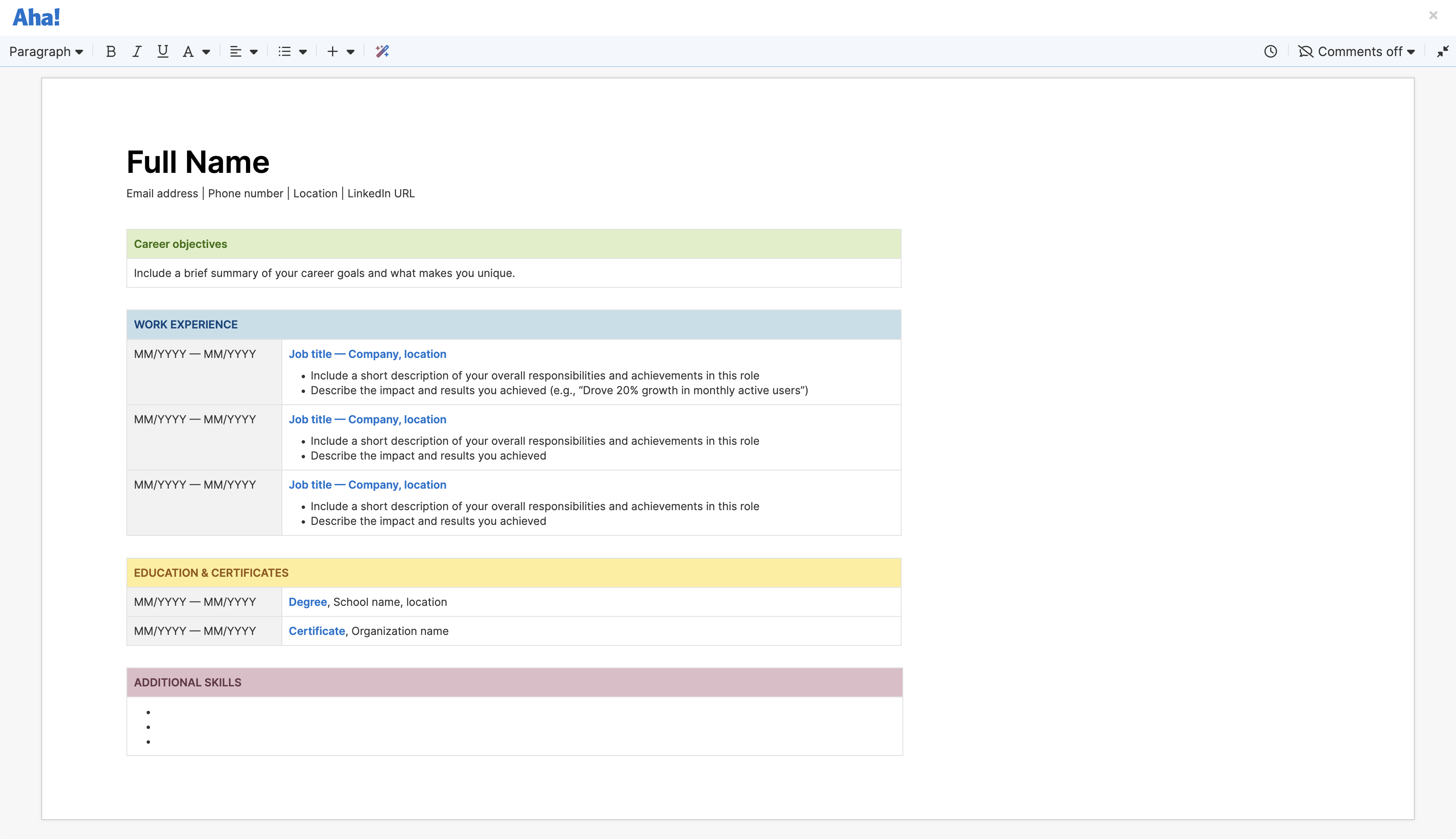 Product manager resume large