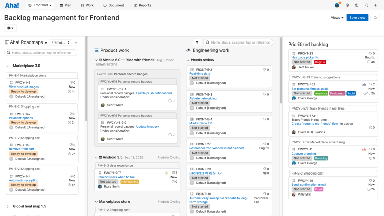 Toggle between record types to customize the card layout for epics, features, and requirements in Aha! Develop.