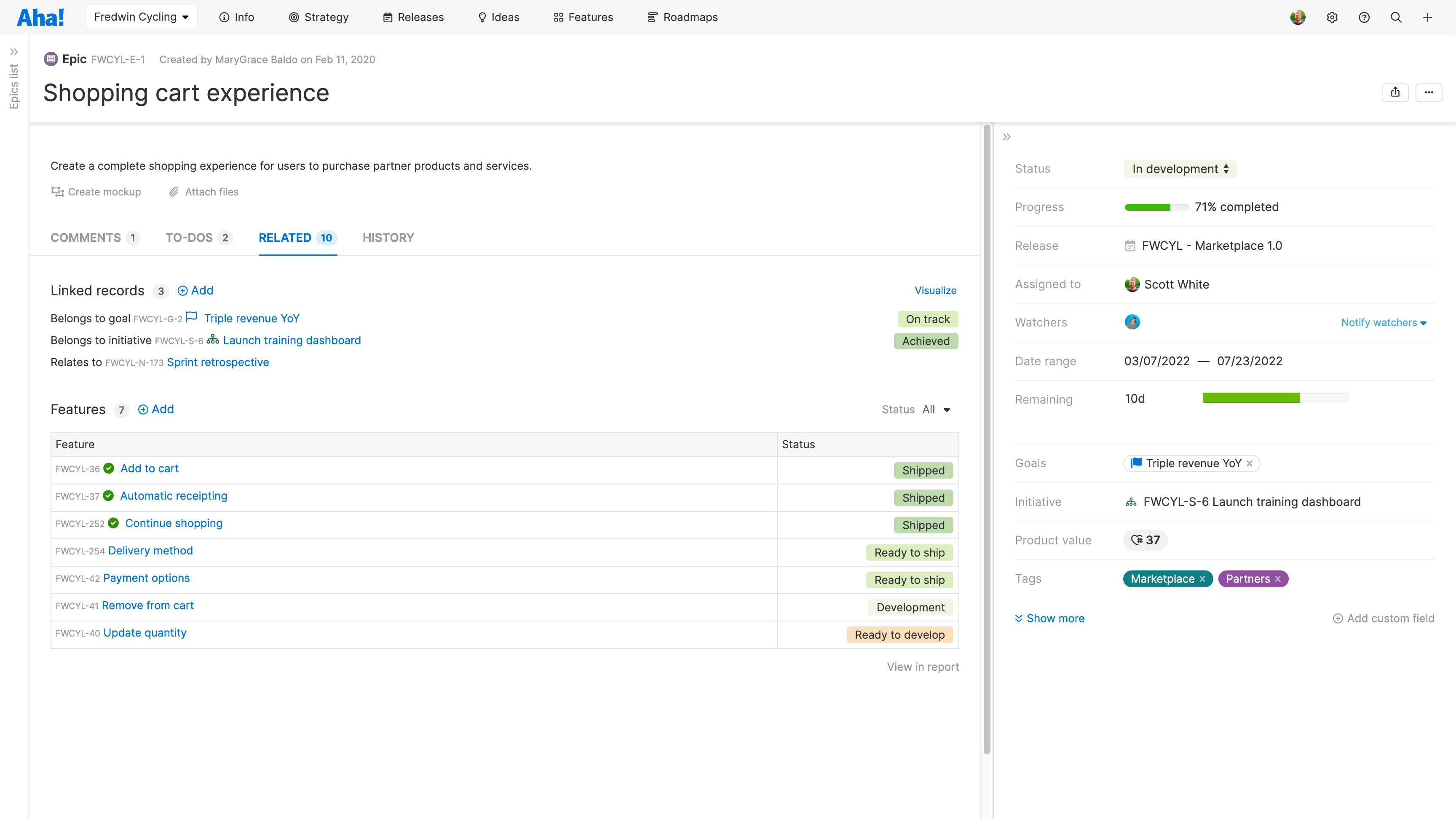 Aha! Roadmaps When to use initiatives vs. epics Aha! software