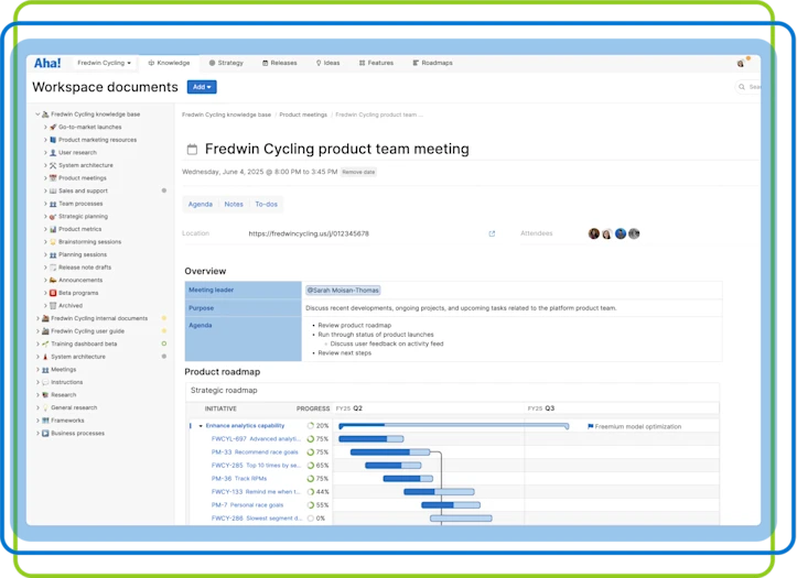 Aha! software use case — Report on progress